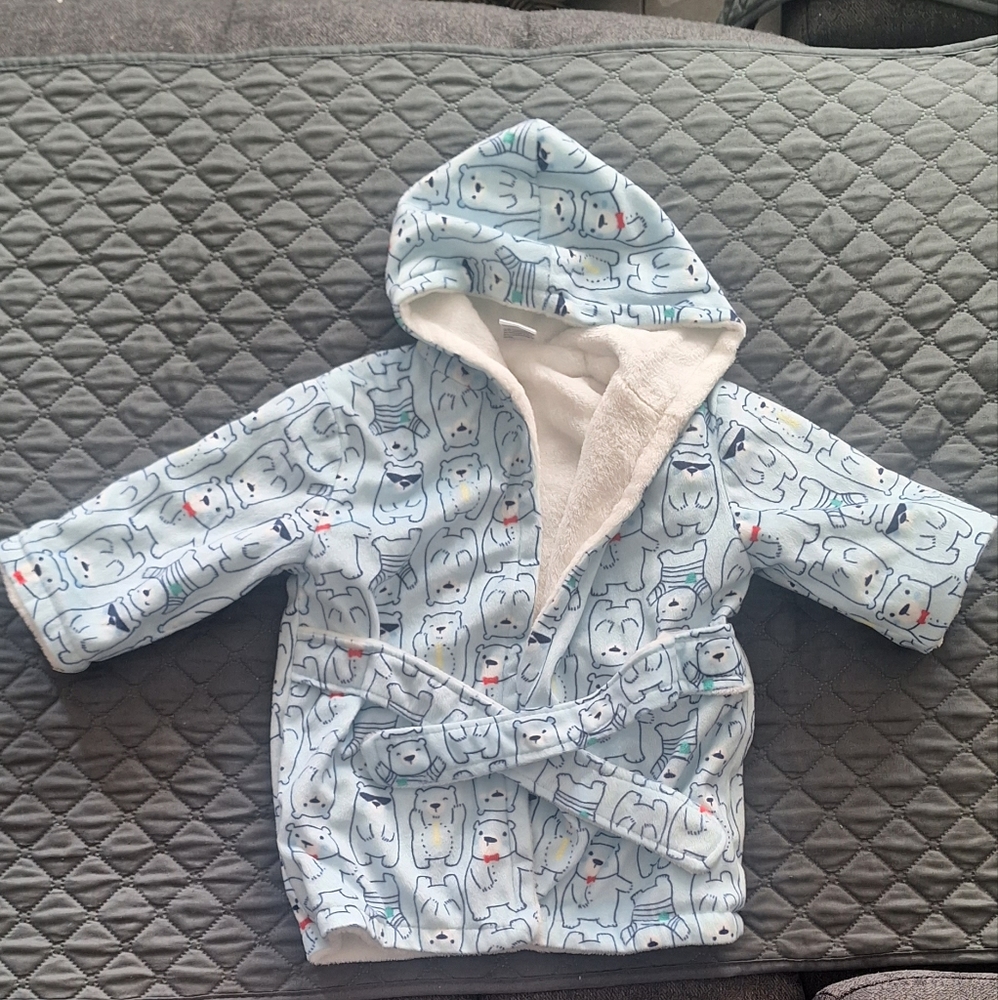 Cozy Blue Bear Print Bath Robe
